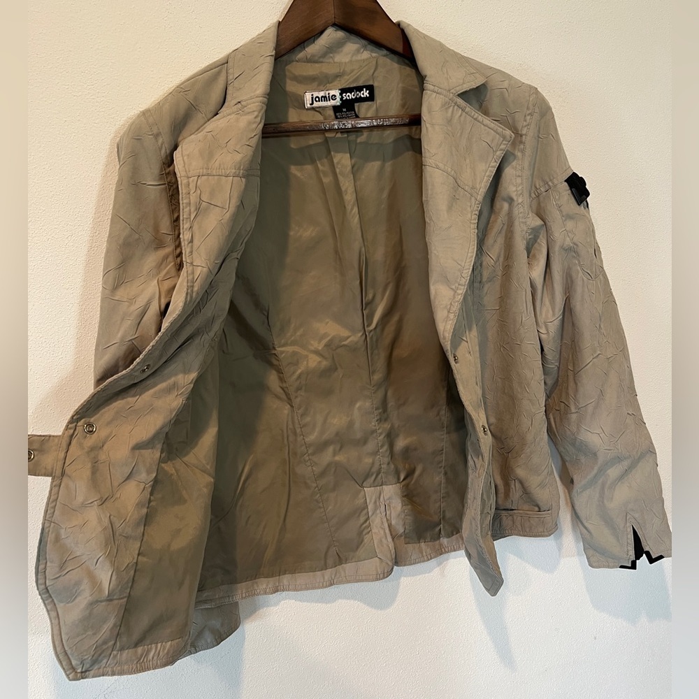 Y2K Jamie Sadock Crinkle Texture Utility Blazer Jacket Zipper Pockets Metal - Picture 7 of 12